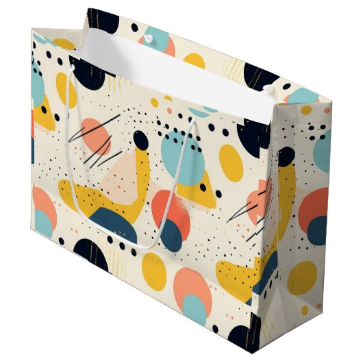 Midden-eeuws patroon. Kleurrijke Abstracte vormen Groot Cadeauzakje (Voorkant Gekanteld)