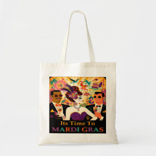 Midden eeuws retro 60s Mardi Gras Cocktailparty Tote Bag