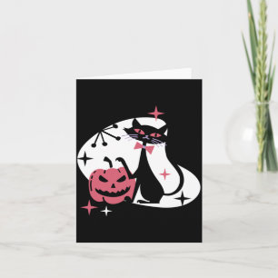 Midden eeuws retro zwarte kat pompoen Halloween Kaart