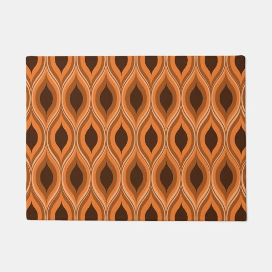 Midden-eeuws Sinaasappel en bruin Retro Ogee-patro Deurmat (Voorkant)
