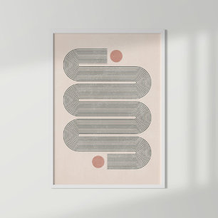 Midden-eeuws Terracotta Abstract Waves Poster