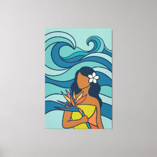 Midden eeuws tropisch strand kunst canvas print