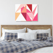 Midden-eeuwse Abstracte driehoeken - Koraal, beige Canvas Afdruk (Insitu (Slaapkamer))