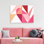 Midden-eeuwse Abstracte driehoeken - Koraal, beige Canvas Afdruk (Insitu (Woonkamer))