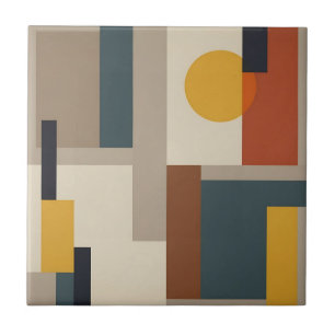 Midden Eeuwse Abstracte Geometrische Harmonie Tegeltje