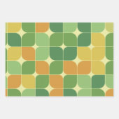 Midden-eeuwse abstracte patroon groen sinaasappel inpakpapier vel (Voorkant 3)