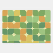 Midden-eeuwse abstracte patroon groen sinaasappel inpakpapier vel (Voorkant)