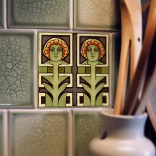 Midden-eeuwse Abstracte symmetrie kunstambachten B Tegeltje