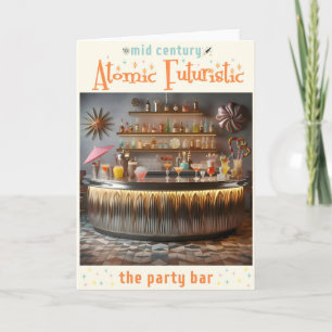 Midden eeuwse atomaire futuristische partybar kaart