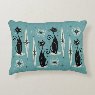 Midden-eeuwse atoomkatten met gemiddelde retro - b accent kussen