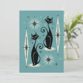 Midden-eeuwse atoomkatten met gemiddelde retro op  kaart (Staand voorkant)