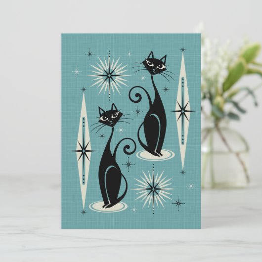 Midden-eeuwse atoomkatten met gemiddelde retro op  kaart (Staand voorkant)