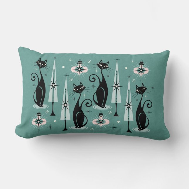 Midden-eeuwse atoomkerst Kat Kussen (Voorkant)