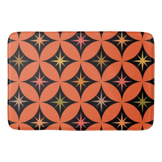 Midden-eeuwse atoomsterren op Oranje cirkels Badmat (Voorkant)