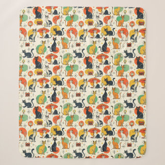 Midden-eeuwse atoomtijdperk katten retro patroon sherpa deken