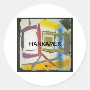 Midden-eeuwse Box Abstract Hankamer Artjunkhaus Ronde Sticker