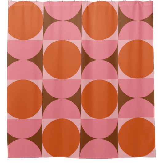 Midden-eeuwse Cirkels en Halve Cirkels Roze Sinaas Douchegordijn (Voorkant)