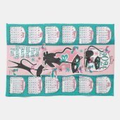 Midden-eeuwse katten kalender keukenhanddoek (Horizontaal)