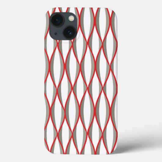 Midden-eeuwse lintprint - grijs, wit, rood Case-Mate iPhone case (Achterkant)