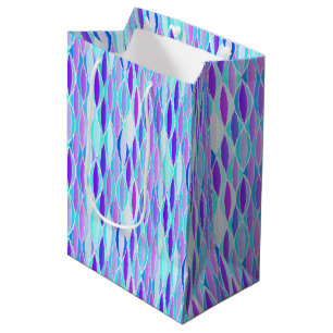 Midden-eeuwse lintprint - paars en aqua medium cadeauzakje