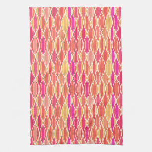 Midden-eeuwse lintprint - roze, koraal en goud theedoek
