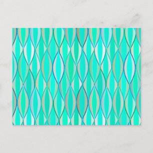 Midden-eeuwse lintprint - tinten turquoise briefkaart