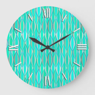 Midden-eeuwse lintprint - tinten turquoise grote klok