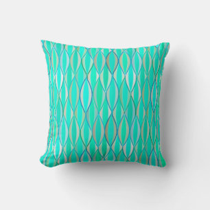 Midden-eeuwse lintprint - tinten turquoise kussen