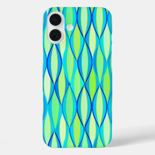 Midden-eeuwse lintprint - turquoise en limoen iPhone 16 plus hoesje
