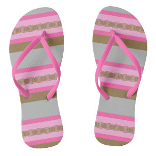 Midden-eeuwse luifelstreep - grijs, roze, taupe teenslippers