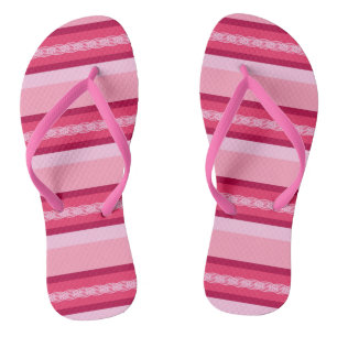 Midden-eeuwse luifelstreep - roze en wijn teenslippers