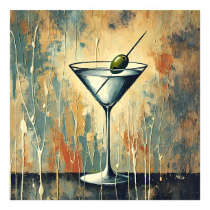 Midden Eeuwse Mixed Media Martini Kunst Foto Afdruk