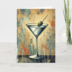 Midden Eeuwse Mixed Media Martini Kunst Kaart