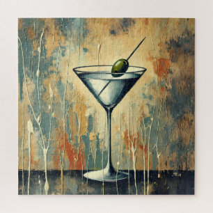 Midden Eeuwse Mixed Media Martini Kunst Legpuzzel