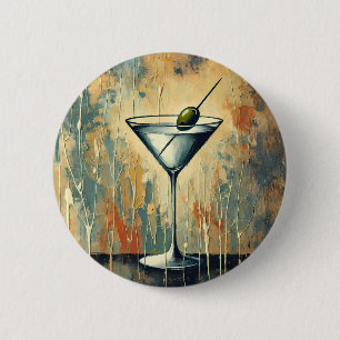 Midden Eeuwse Mixed Media Martini Kunst Ronde Button 5,7 Cm