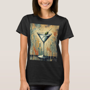 Midden Eeuwse Mixed Media Martini Kunst T-shirt
