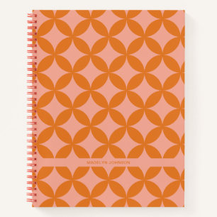 Midden-eeuwse mod geometrische retro moderne Oranj Notitieboek