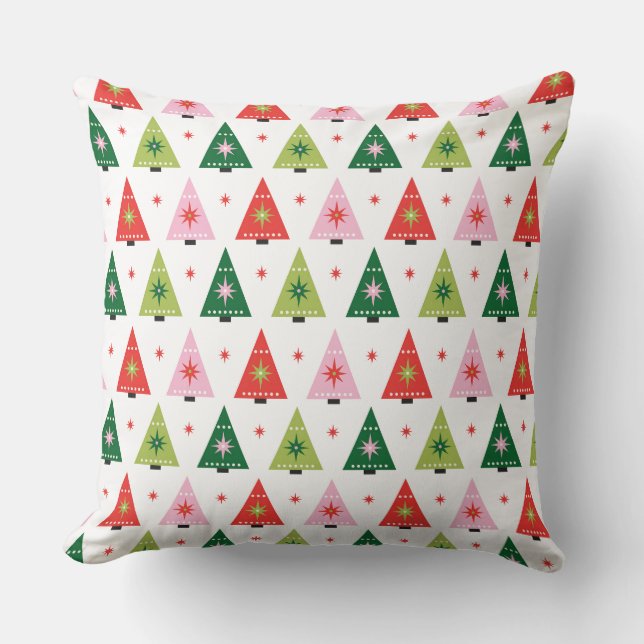 Midden-eeuwse mod Rood en Groen Kerstmis Kussen (Voorkant)