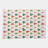 Midden-eeuwse mod Rood en Groen Kerstmis Theedoek (Horizontaal)