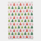 Midden-eeuwse mod Rood en Groen Kerstmis Theedoek (Verticaal)
