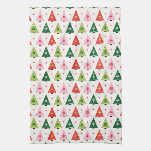Midden-eeuwse mod Rood en Groen Kerstmis Theedoek (Verticaal)
