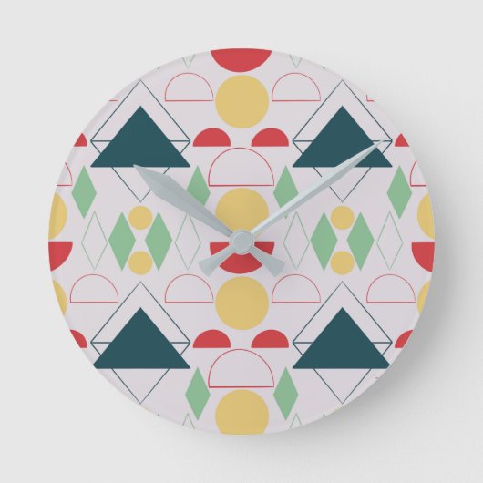 Midden-eeuwse modder Geometric Grey Ronde Klok (Voorkant)