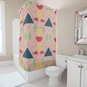 Midden-eeuwse modder roze geometrisch douchegordijn (In situ)