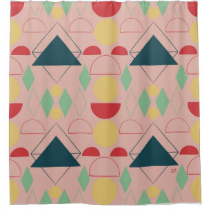 Midden-eeuwse modder roze geometrisch douchegordijn