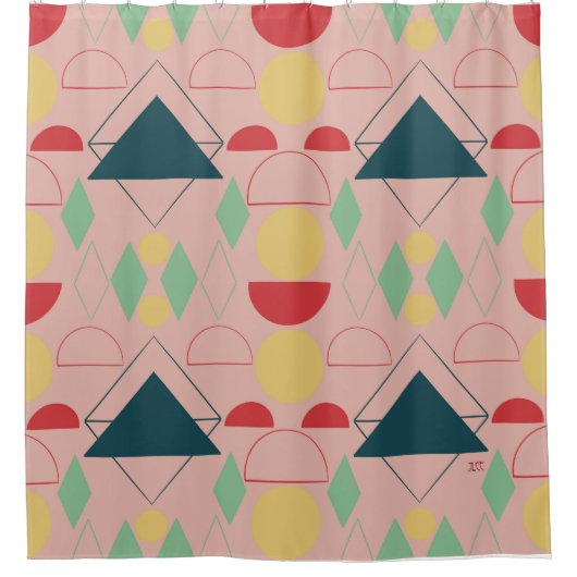 Midden-eeuwse modder roze geometrisch douchegordijn (Voorkant)