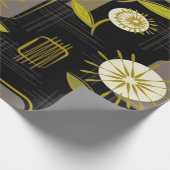 Midden-eeuwse Modern, Retro, Floral Pattern Cadeaupapier (Hoek)
