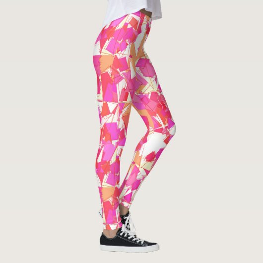 Midden-eeuwse moderne Abstract, Fuchsia, koraal Si Leggings (Rechts)
