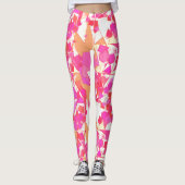Midden-eeuwse moderne Abstract, Fuchsia, koraal Si Leggings (Voorkant)