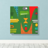 Midden-eeuwse moderne Abstracte kunst groen Canvas Afdruk (Insitu (Houten vloer))