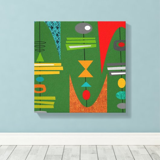 Midden-eeuwse moderne Abstracte kunst groen Canvas Afdruk (Insitu (Houten vloer))